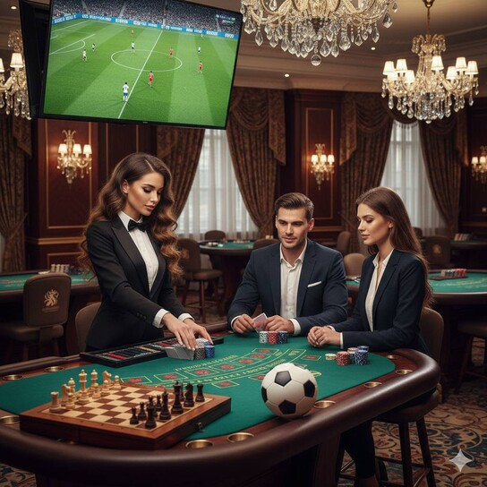 Luxurious casino interior with slot machines